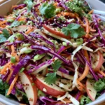 Crunchy Apple & Rainbow Vegetable Slaw with Cabbage, Carrots & Maple Dijon Dressing