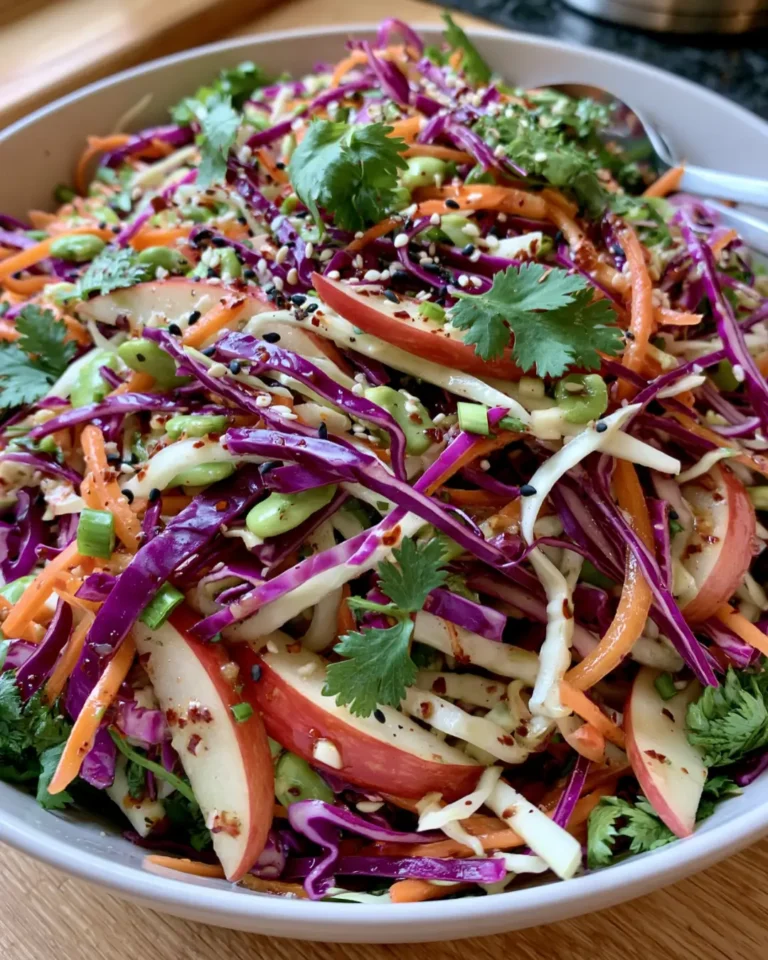Crunchy Apple & Rainbow Vegetable Slaw with Cabbage, Carrots & Maple Dijon Dressing