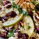 Crunchy Cabbage Salad with Apple, Cranberries, Toasted Almonds & Honey Mustard