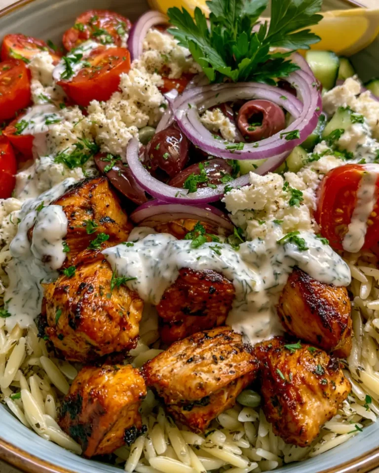 Lemon Orzo Greek Chicken Bowl