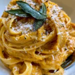 Pumpkin Alfredo Fettuccine with Crispy Sage & Parmesan