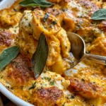 Pumpkin Tortellini Bake with Burrata & Crispy Sage