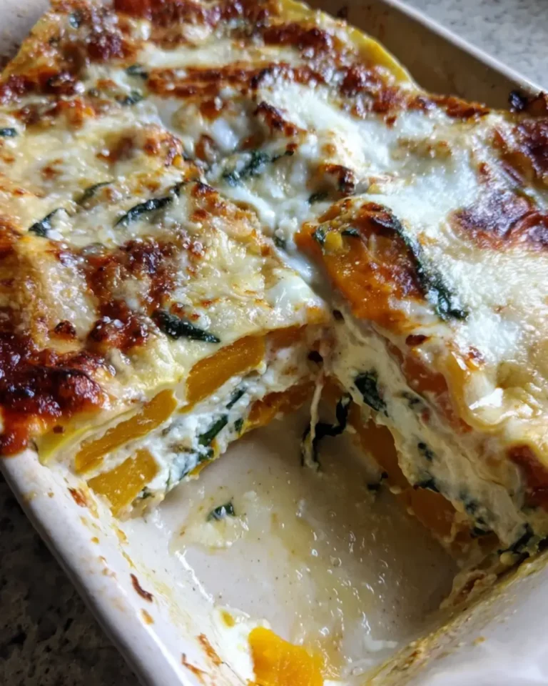 Roasted Butternut Squash & Spinach Lasagna with Ricotta & Mozzarella