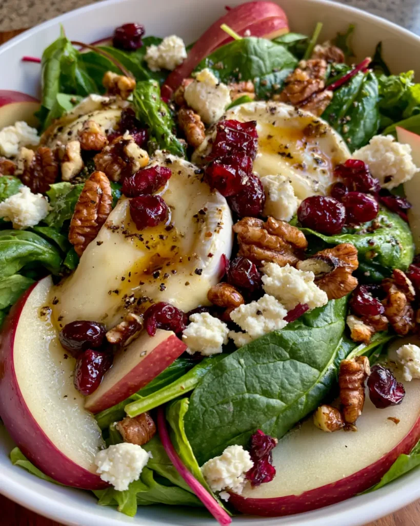 Melted Brie & Cranberry Salad with Juicy Pears, Apples and Feta