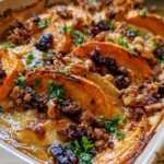 Sweet Potato & Apple Gratin with Brie, Cranberries & Walnut Crumble